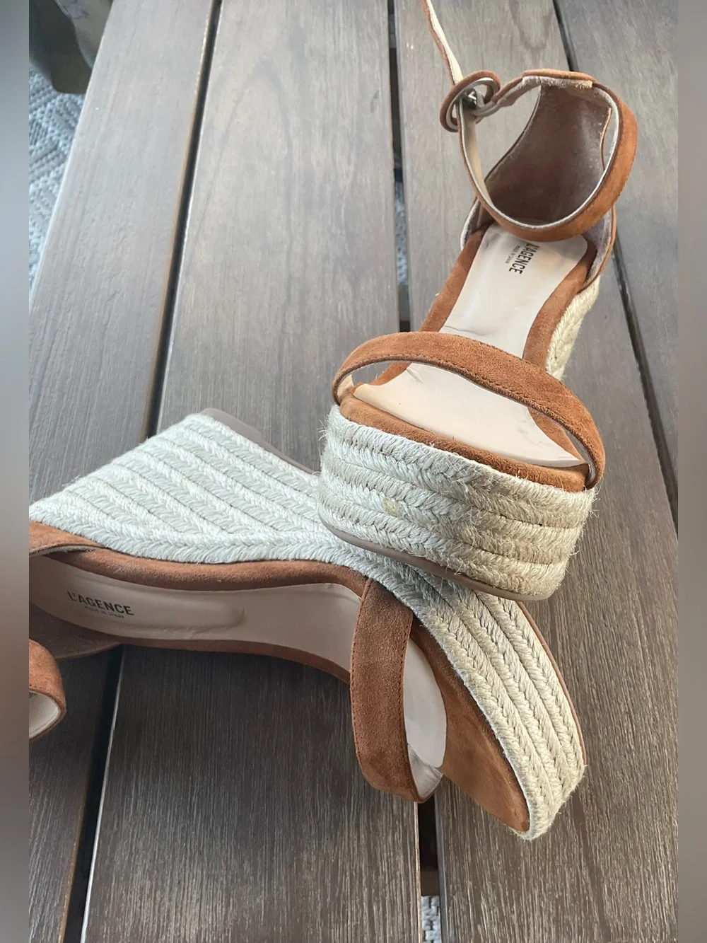 L'AGENCE Elysee Suede Espadrille Wedge Sandals